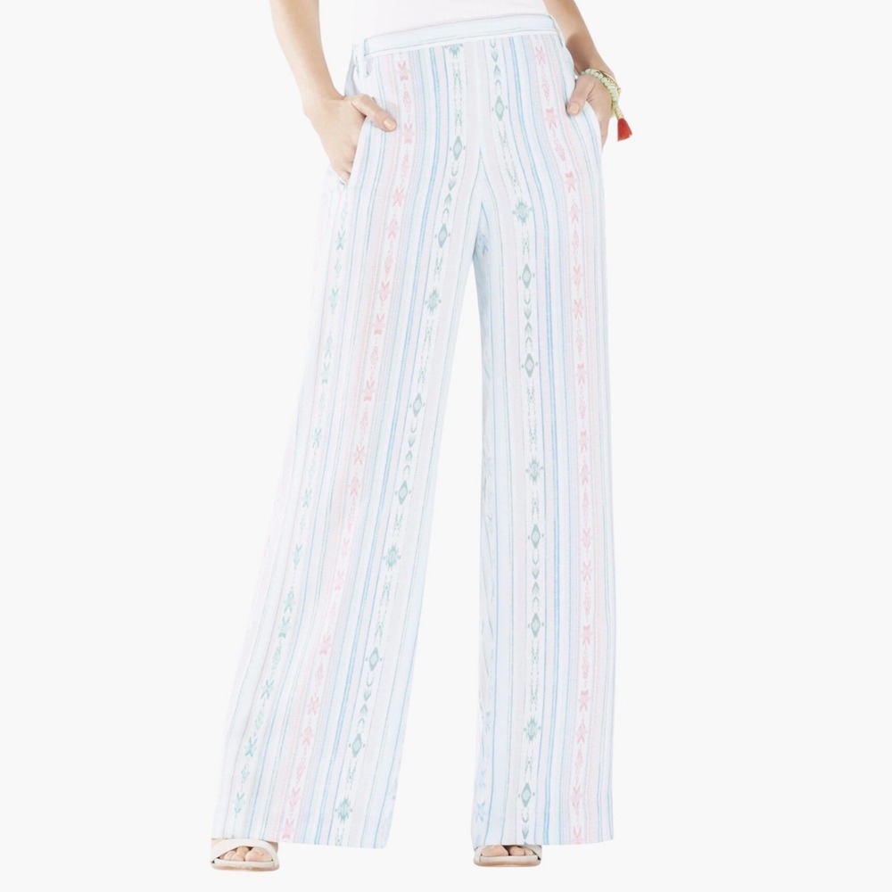 BCBGMAXAZRIA Aztec Stripe Casual‎ Wide Leg Pants Women's Size Small